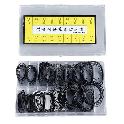 Produktbild: 180-teiliges O-Ring-Uhrendichtungs-Gummidichtungsset, Wasserdichtes O-Ring-Uhrendichtungsset, 10 Größen, Gummidichtung, Uhrenrückseite für die Uhrenreparatur