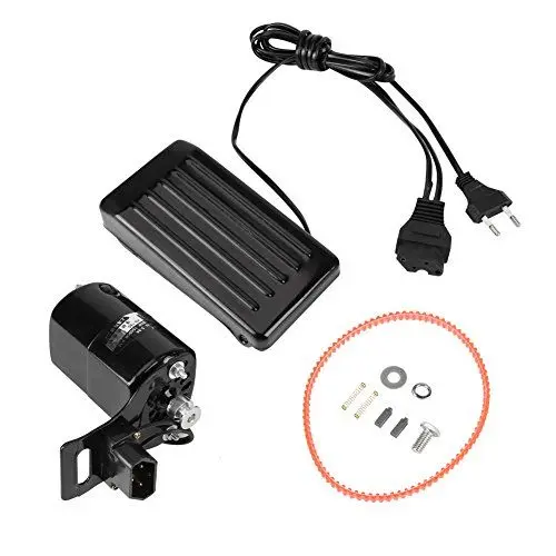 Produktbild: Greensen 180W Nähmaschinenmotor, 10000 R/MIN nähmaschinen mit Fußpedal Riemen und Paar Kohlebürsten für alte Haushaltsnähmaschinen für Alfa Sänger Sigma Alte Nähmaschinen, Schwarz