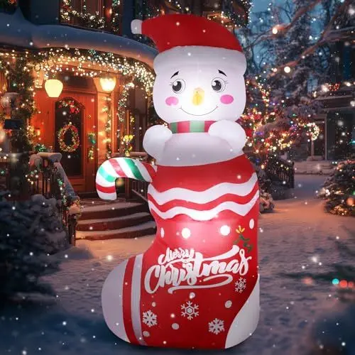 Produktbild: 185CM Schneemann Aufblasbar für Weihnachtsdeko Aussen: Weihnachten Deko Außen Groß Weihnachtsdekoration Outdoor Aufblasbare mit LED Beleuchtet, IP44 Christmas Deko Draußen für Garten, Rasen, Terrasse
