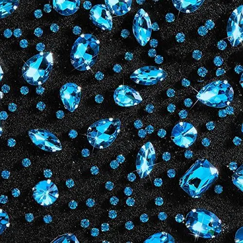 Produktbild: 186 Stück Seeblau Glass Rhinestones,Strasssteine Zum,Strasssteine Zum Aufnähen,Große Strasssteine,Strasssteine Kristall,Schmucksteine, Strasssteine Gro Blau Diy Handwerk Kleidung (Seeblau)