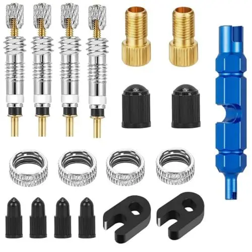 Produktbild: 19 Stück Französisches Ventil,Fahrrad Presta Ventil,Fahrrad Ventile Französisches Ventil Adapter, Reifenreparaturset Ventilschlüssel für Fahrräder,Mountainbikes Austausch des Ventilkerns