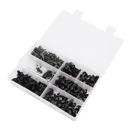 Produktbild: 198 Stück Motorrad-Verkleidungs-Windschutzscheiben-Verkleidungsschrauben, Motorrad-Verkleidungsschraube, Motorrad-Teile, Body-Kits (BLACK)