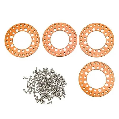 Produktbild: 1,9-Zoll-Aluminiumfelgen Beadlock-Ringe RC-Felgen RC-Zubehör für 1/10 RC-Car - PRÄZISIONS-CNC-BEARBEITUNG, LANGLEBIGE ALUMINIUMLEGIERUNG (ORANGE)
