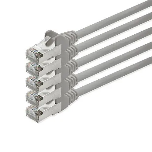 Produktbild: 1aTTack CAT5 Netzwerkkabel 0,25m - grau - 5 Stück Cat 5 Patchkabel FTP Rj45 Stecker kompatibel zu CAT6 CAT7 Switch Router Patchpanel Internet DSL
