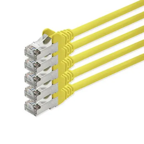 Produktbild: 1aTTack CAT5 Netzwerkkabel 10m - gelb - 5 Stück Cat 5 Patchkabel FTP Rj45 Stecker kompatibel zu CAT6 CAT7 Switch Router Patchpanel Internet DSL