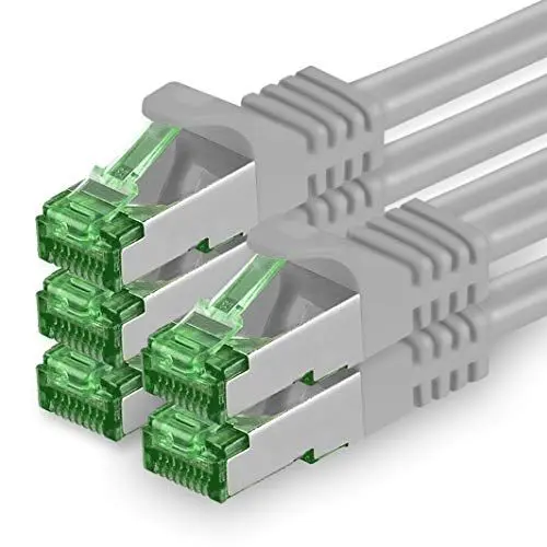 Produktbild: 1aTTack.de 0.5 M Cat.7 Netzwerk-Kabel 5 Stück Cat7 Patch-Kabel Lan-Kabel Ethernet RJ45 10 Gbit/s (Alle Internetgeschwindigkeiten) Grau 0,5 Meter