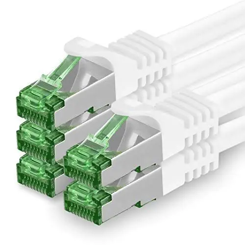 Produktbild: 1aTTack.de 0.5 M Cat.7 Netzwerk-Kabel 5 Stück Cat7 Patch-Kabel LAN-Kabel Ethernet RJ45 10 Gbit/s (Alle Internetgeschwindigkeiten) Weiß 0,5 Meter