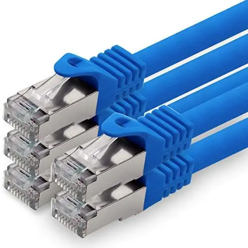 Produktbild: 1,0m - blau - 5 Stück CAT.7 Netzwerkkabel Patchkabel SFTP PIMF LSZH Gigabit Lan Kabel 10Gb s cat7 Rohkabel mitRJ45 Stecker Cat6a kompatibel zu CAT5 CAT6 cat7 cat8