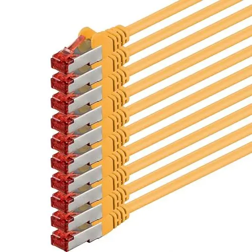 Produktbild: 1aTTack.de 10x 0,25m - Cat 6 Netzwerk-Kabel Patch-Kabel Cat6 RJ45 SFTP - Gelb