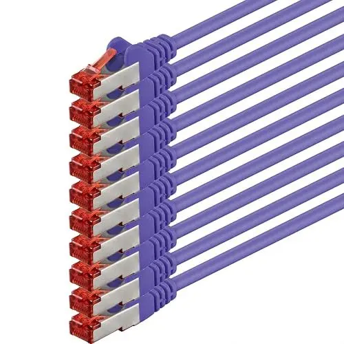 Produktbild: 1aTTack.de 10x 0,25m - Cat 6 Netzwerk-Kabel Patch-Kabel Cat6 RJ45 SFTP - violett