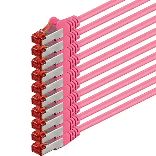 Produktbild: 1aTTack.de 10x 5m - Cat 6 Netzwerk-Kabel Patch-Kabel Cat6 RJ45 SFTP - Magenta