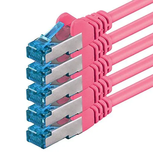 Produktbild: 1aTTack.de 3 Meter - CAT6a - Netzwerkkabel magenta - 5 Stück CAT 6 A Patchkabel 10000 Mbit s SFTP PIMF 500 MHz kompatibel zu CAT5 CAT6 CAT7 DSL Internet Switch Router