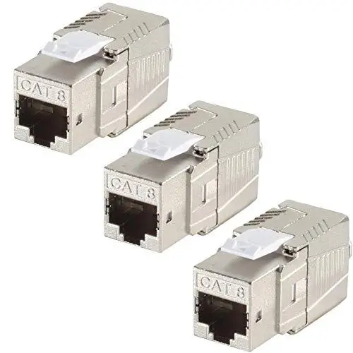 Produktbild: 1aTTack.de 3 x CAT 8-1 x Keystone RJ45 Werkzeuglos CAT8 Key Stone geschirmt Metallgehäuse 40Gbit s kompatibel mit Cat5 Cat6 Cat7 3 Stück Cat8 Keystone Cat8 Keystone