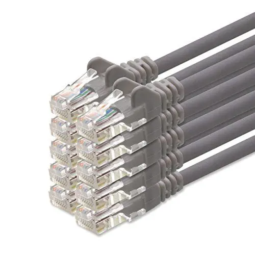 Produktbild: 1aTTack CAT5 UTP Netzwerk-Patch-Kabel mit 2x RJ45 Stecker Set grau 10 - Stück - 1m