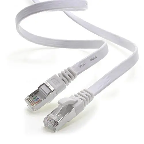 Produktbild: 1aTTack.de 5m - weiß - 1 Stück CAT.7 Gigabit Ethernet LAN Flachband Flachbandkabel (RJ45) Netzwerkkabel Rohkabel (10Gbit/s) Verlegekabel Flach Slim kompatibel zu Cat.5 - Cat.5e - Cat.6