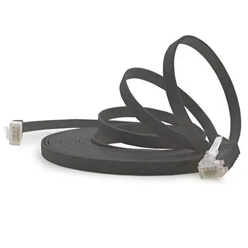 Produktbild: 1aTTack.de 50m - Schwarz - 1 Stück - Cat.6 Flaches Netzwerkkabel Cat6 Flachkabel Ultra Flach Cat.6 Patchkabel 1000 Mbit/s Gigabit LAN (RJ45) Flach Slim Micro