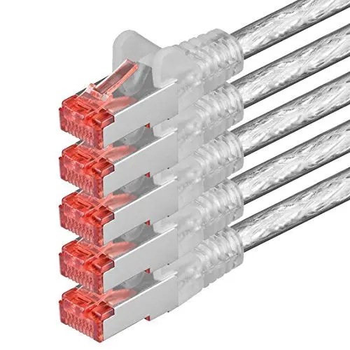 Produktbild: 1aTTack.de 5x 10m - Cat 6 Netzwerk-Kabel Patch-Kabel Cat6 RJ45 SFTP - transparent
