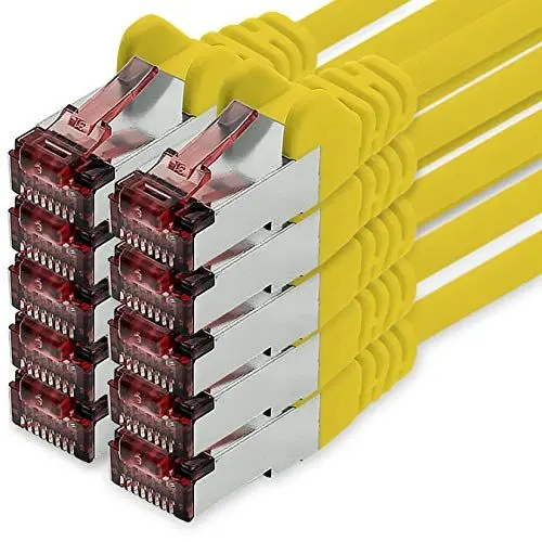 Produktbild: Cat6 Netzwerkkabel 10 X 2m gelb Ethernetkabel Lankabel Cat6 Lan Netzwerk Kabel Sftp Pimf Patchkabel 1000 Mbit s