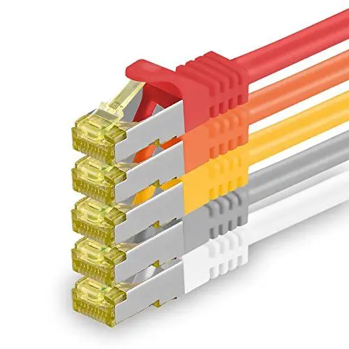 Produktbild: 1aTTack.de Cat.7 Netzwerkkabel 10m 5 Farben 5 Stück Cat7 Ethernetkabel Netzwerk LAN Kabel Rohkabel 10 Gb s SFTP PIMF LSZH Set Patchkabel mit Rj 45 Stecker Cat.6a