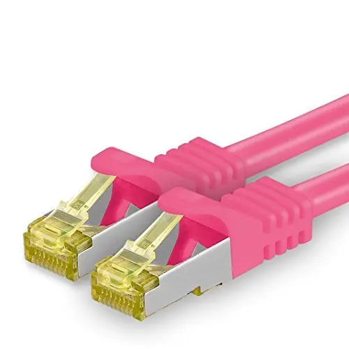 Produktbild: 1aTTack.de Cat.7 Netzwerkkabel 1m Magenta 1 Stück Cat7 Ethernetkabel Netzwerk LAN Kabel Rohkabel 10 Gb s SFTP PIMF LSZH Set Patchkabel mit Rj 45 Stecker Cat.6a