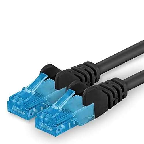 Produktbild: 1aTTack.de Netzwerkkabel Cat6-1 Stück schwarz - 2m - Patchkabel Cat Kabel Cat.6 (A) Lankabel Ethernetkabel (500Mhz 10Gb/s) LSZH kompatibel zu Cat5 Cat6 Cat7 Cat8 Switch Router Patchpanel