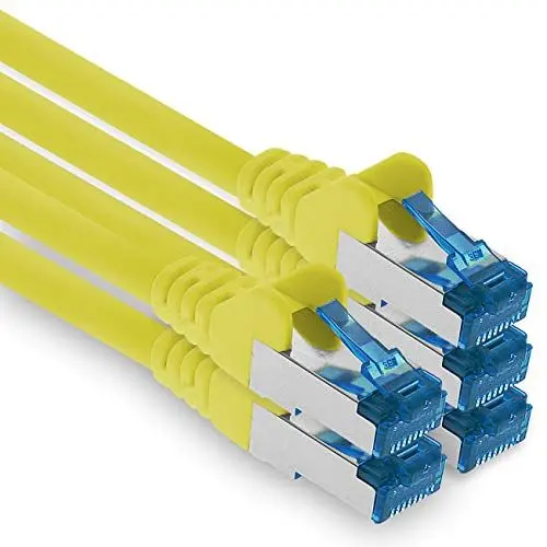 Produktbild: 1aTTack.de Patchkabel – 5X 0,5m Ethernet, Netzwerk, Lan Kabel CAT6a (für Gigabit Netzwerke, Router, Switch, Modems mit RJ45 Eingang – gelb)