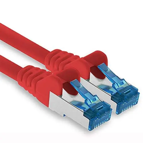 Produktbild: 1aTTack.de Patchkabel – 7,5m Ethernet, Netzwerk, Lan Kabel CAT6a (für Gigabit Netzwerke, Router, Switch, Modems mit RJ45 Eingang – rot)