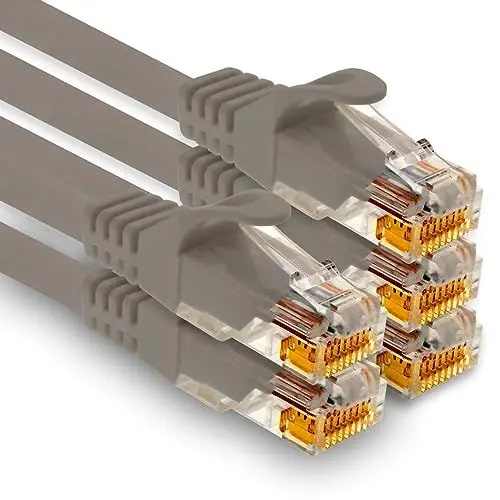 Produktbild: 1aTTack.de - 5 X 0,25m Cat7 Netzwerkkabel, Cat.7 Ethernet, Lan & Cat 7 Patchkabel für maximale Internet Geschwindigkeit & verbindet alle Geräte mit RJ 45 Stecker Grau