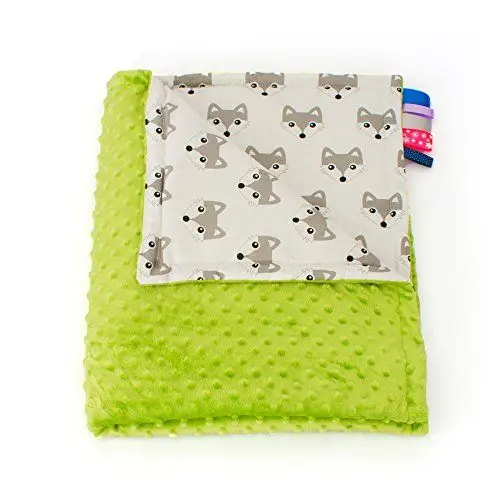 Produktbild: 1buy3 Minky Babydecke gefüttert |Plüschdecke |Krabbeldecke |Kuscheldecke 100 x 160 cm (Grün + Fuchs)