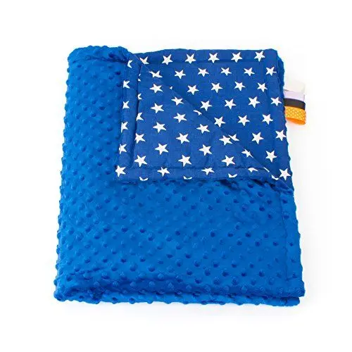 Produktbild: 1buy3 MINKY Babydecke gefüttert |Plüschdecke |Krabbeldecke |Kuscheldecke 75 x 100 cm (Royalblau + Sterne)