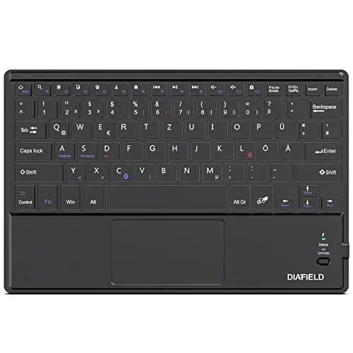 Produktbild: 1byone DIAFIELD Bluethooth Tastatur mit Touchpad, Tablet Tastatur Ipad Keyboard QWERTZ PC Tastatur Kompatibel mit Android Windows IOS