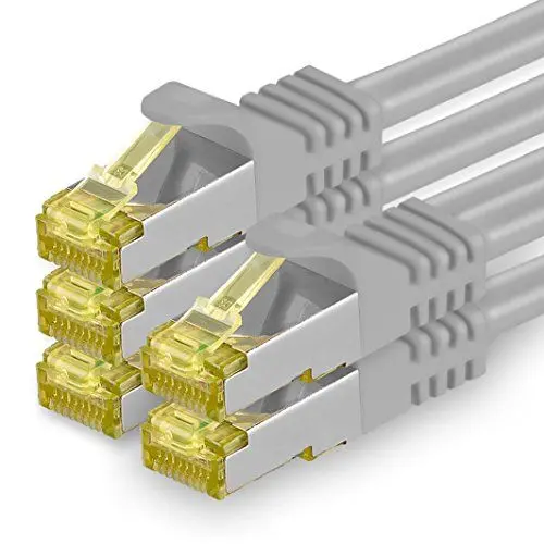 Produktbild: 1CONN 5x 0.5 M - CAT-7 Cat.7 Netzwerk-Kabel, Ethernet, Lan & Patch Kabel RJ-45 SFTP 10GB/s - grau