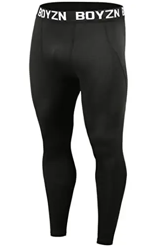 Produktbild: 1er Pack Kompressionshose Herren, Sport Leggings Männer Atmungsaktiv Fitness Strumpfhosen, Funktionswäsche Tight Lang Unterhose, Laufhose Trainingstights für Fitness Gym Joggen Black-M