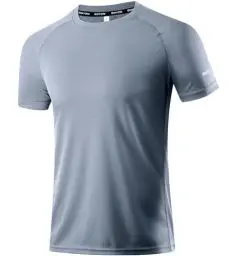 Produktbild: 1er Pack Sport Tshirts Herren T-Shirt Schwarz Kurzarm Funktionsshirt Sport Shirt Schnelltrocknend Atmungsaktiv Sportshirt Sommer Outdoor Gym Workout Running Shirts Fitness Oberteil für Men Grey-L