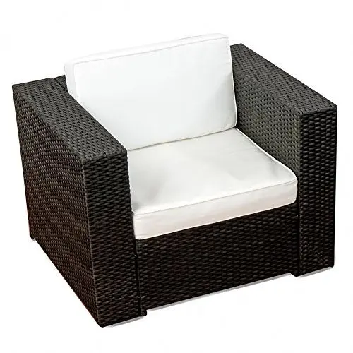 Produktbild: (1er) Polyrattan Lounge Möbel Sessel schwarz - Gartenmöbel (1er) Polyrattan Lounge Sessel, (1er) Polyrattan Lounge Sofa, (1er) Polyrattan Lounge Stuhl - durch andere Polyrattan Lounge Gartenmöbel Elemente erweiterbar