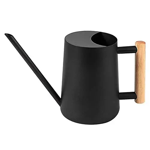 Produktbild: mumisuto Gießkanne Zimmerpflanzen, 1000ml Giesskanne Metall Edelstahl, In-Outdoor Gießkanne Deko Giesskanne mit langem Auslauf & komfortablem Holzgriff, Ideal für Bewässerung für Zimmerpflanzen