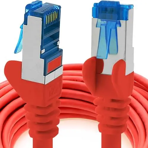 Produktbild: 1m - CAT6a - Netzwerkkabel rot - 1 Stück CAT 6 A Patchkabel 10000 Mbit s SFTP PIMF 500 MHz kompatibel zu CAT5 CAT6 CAT7 DSL Internet Switch Router