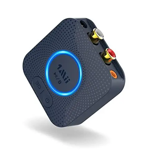 Produktbild: 1Mii B06HD Bluetooth 5.1 Empfänger, aptX HD Low Latency HiFi Wireless Audio Adapter mit 3D Surround, 3,5 mm & Cinch-Eingang, Bluetooth Audio Receiver für Lautsprecher Stereoanlage, 15 Hrs Spielzeit