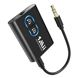 Produktbild: 1Mii Bluetooth 5.3 Adapter Transmitter für TV Audio auf 2 Kopfhörer, 2-in-1 Bluetooth Sender Empfänger Klinke 3.5 für Stereoanlage/Flugzeug aptX Adaptive