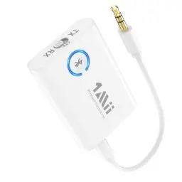Produktbild: 1Mii Bluetooth 5.3 Adapter für TV, 2-in-1-Bluetooth Sender Empfänger, aptX-Adaptive & HD Kabellos Audio Transmitter Receiver Klinke 3,5 für Kopfhörer Stereoanlage Flugzeug MP3, 15 Stunden Spielzeit