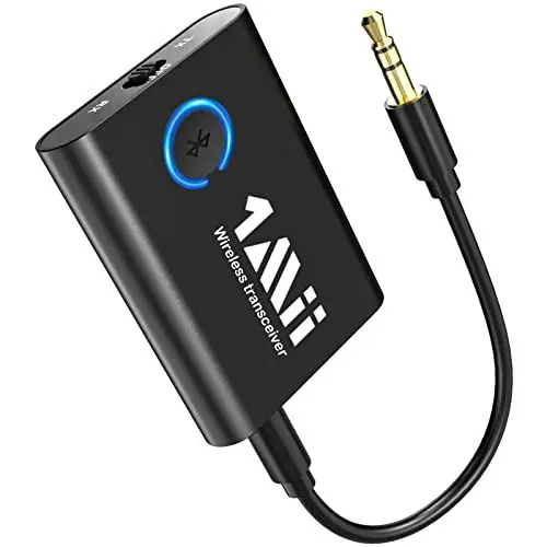 Produktbild: 1Mii Bluetooth 5.3 Adapter für TV zu Kopfhörer, 2-in-1 Sender Empfänger, aptX-Adaptive & HD kabelloses Audio Transmitter Receiver Klinke 3,5 für Stereoanlage Flugzeug MP3 -Upgraded