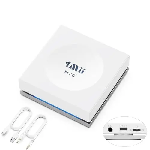 Produktbild: 1Mii Bluetooth 5.3 Sender Empfänger für TV auf 2 Kopfhörer, Bluetooth Adapter Klinke 3.5 mit Touch-Steuerung, AptX Adaptive/LL/HD Audio Transmitter für Stereoanlage, Flugzeug, Fitnessstudio, Auto