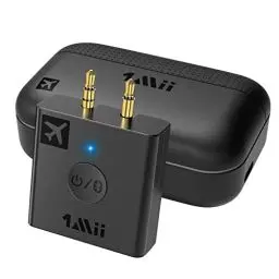 Produktbild: 1Mii Flugzeug Bluetooth 5.3 Adapter für Kopfhörer, 30Hrs Spielzeit Drahtlos Audio Transmitter mit Ladekoffer zur Verwendung in Flugzeugen, Fitnessstudios, Spielkonsolen