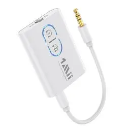 Produktbild: 1Mii ML300 Bluetooth 5.3 Adapter Transmitter für TV Audio auf 2 Kopfhörer, 2-in-1 Bluetooth Sender Empfänger Klinke 3.5 für Stereoanlage/Flugzeug aptX Adaptive
