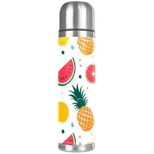Produktbild: 1-Pc Kaffeebecher 500ml,Edelstahl-Reisebecher für Tee und Getränke,Sonne und Sommerfrüchte