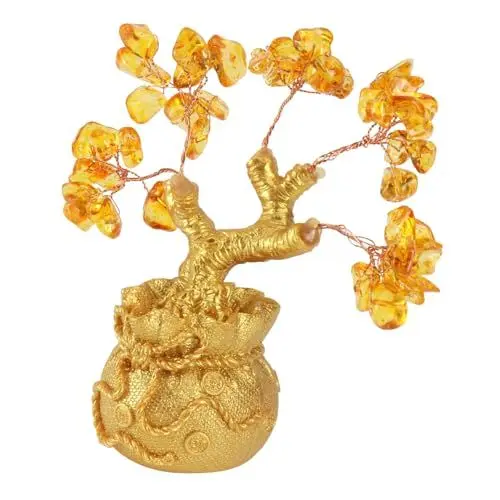 Produktbild: TOPBATHY Citrine Mini Geldbaum Deko Glücksbaum Für Zuhause Feng Shui Ornament Für Wohlstand Und Glück Kreative Tischdekoration Für Und Wohnräume