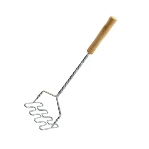 Produktbild: 1Stk Kartoffelpresse stainless steel inoxlm Holzgriff easy putz stabile Kartoffel ricer Manuelle kartoffel stampfer Obst Brechmühle Geschirr kleine Werkzeuge Mixer Rostfreier Stahl