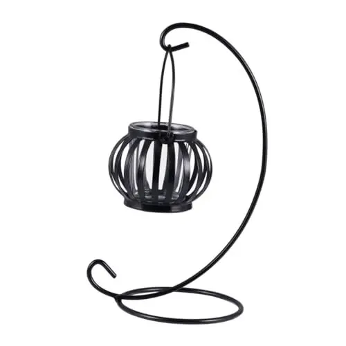Produktbild: 1Stk Kerzenhalter aus Eisen hängender Kerzenhalter Kürbis Kerzenhalter Halloween-Kerzenhalter Hohler Kerzenhalter bürodeko büro Dekoration kerzenlampe Teelichthalter Black FUNOMOCYA