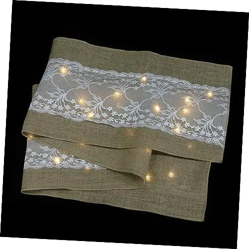 Produktbild: LIFKOME 1stück Tischdecke Mit -lichtern Dekorative Tischdecke Jute Und Spitze Für Romantische Anlässe Für Hochzeiten Partys Und Feiern