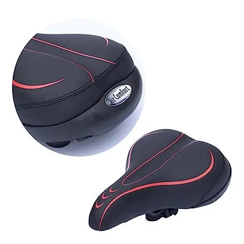 Produktbild: Happyyami Dickes Aufblasbares Sattelpolster Ergonomisches Kissen Für Fahrradsitze Komfortable Stoßdämpfung Geeignet Für Mountainbike Rennrad Klapprad Schwarz-rot